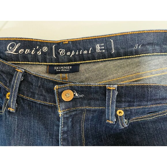 Levis Capital E Skimmer Low Skinny Jeans 31 Dark Wash Denim - Picture 5 of 9